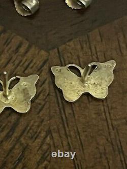 Vintage MCM Volmar Bahner Denmark butterfly sterling enamel earrings & pendant