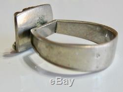 Vintage MID Century Mod Scandinavian Silver & Rock Crystal Brutalist Ring Size 8