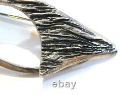 Vintage MID Century Modernist Brutalist 925 Sterling Silver Pin Brooch Finland