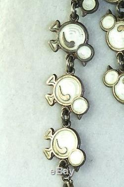 Vintage Meka Denmark Sterling Silver White Enamel Baby Chick Bracelet