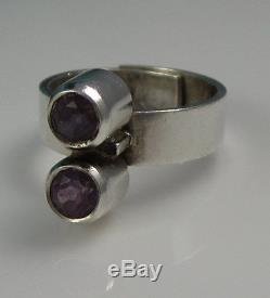 Vintage Mid Centu Artistic KUPITTAN KULTA Finland Sterling Silver Amethyst Ring