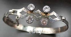 Vintage Mid-Century Finnish Sterling Silver & Rock Crystal Designer Bracelet