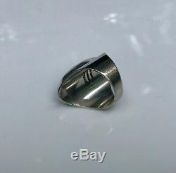 Vintage Mid Century Modernist Denmark Sterling Cabochon Moon Stone Ring