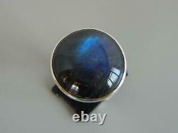 Vintage Modernist Ring Kaunis Koru Finland Sterling Silver Labradorite Size 7.5