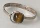 Vintage Modernist Sweden Arvo Saarela Sterling Silver Tiger's Eye Hook Bracelet
