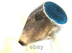 Vintage Modernist Teal Enamel D-a Uni David Andersen Mod Dot Norway Ring 925 S