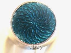 Vintage Modernist Teal Enamel D-a Uni David Andersen Mod Dot Norway Ring 925 S