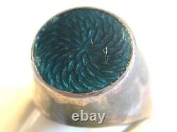 Vintage Modernist Teal Enamel D-a Uni David Andersen Mod Dot Norway Ring 925 S