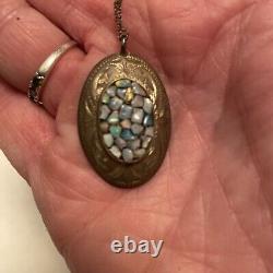 Vintage NIB Sterling Silver Australian Opal Necklace