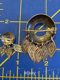 Vintage NORWAY SOLJE Wedding PIN BROOCH Sterling Silver old C Clasp Lot of 2