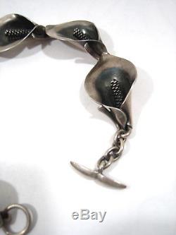Vintage N. E. FROM DENMARK Mid Century Modern Bracelet Earring Silver Niels Erik