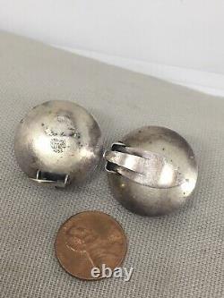 Vintage N. E. From Denmark Sterling Silver Amber Clip Earrings 30-18