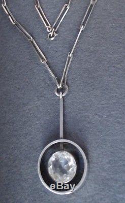 Vintage N. E. From Sterling Silver And Rock Crystal Necklace Denmark