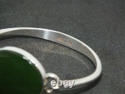 Vintage N. E. From Sterling Silver Bangle with Nephrite 13