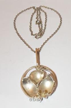 Vintage Nils Elvik Sterling Silver Mid Century Modernist Flower Pendant Necklace