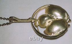 Vintage Nils Elvik Sterling Silver Mid Century Modernist Flower Pendant Necklace