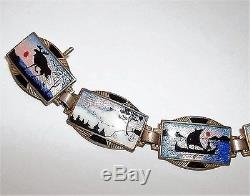 Vintage Norne Aksel Holmsen Norway 925 Sterling Silver Enamel Bracelet
