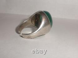 Vintage Norway Astri Holthe sterling silver modernist 925s jade ring size 6.75