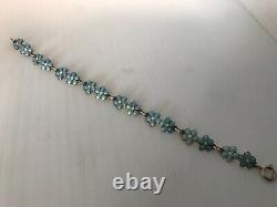 Vintage Norway Sterling Silvee Baby Blue & White Enamel Link Bracelet 7.5