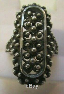 Vintage Norwegian Finn Jensen Sterling Silver Modernist Cannetille Ring Sz 6 1/2