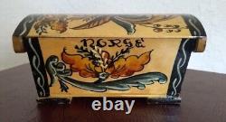 Vintage Norwegian, traditional Scandinavian Rosemaling Wooden Trinket/Jewel Box