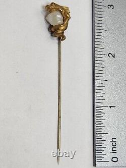 Vintage One Of A Kind Pearl, In A Gold Dragon Stick Pin Hat Pin Rare P. S. Co