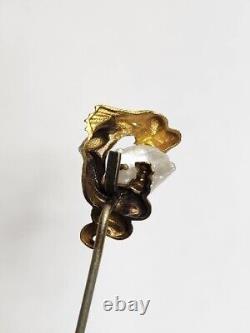 Vintage One Of A Kind Pearl, In A Gold Dragon Stick Pin Hat Pin Rare P. S. Co