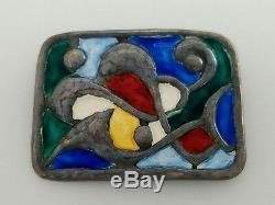 Vintage Oystein Balle Norway Enamel And 925 Sterling Silver Modernist Pin Brooch