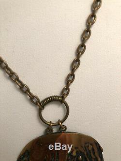 Vintage Pentti Sarpaneva Signed Bronze Pendant Necklace Finland Brutalist Design