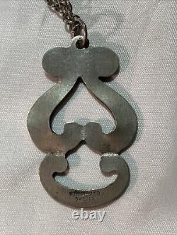 Vintage Pewter Pendant R. Tennesmed Sweden Necklace Scandinavian Symbol Jewelry