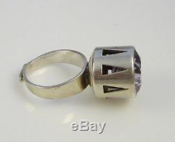 Vintage Rare Huge Artistic Modern ALTON SWEDEN 935 Sterling Silver Amethyst Ring