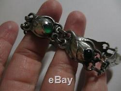 Vintage Rare Sterling Evald Nielsen Denmark Skonvirke Green Chrysoprase Bracelet
