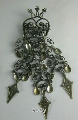 Vintage SOLJE 830S Large Signed Silver Brooch Pin NORWAY