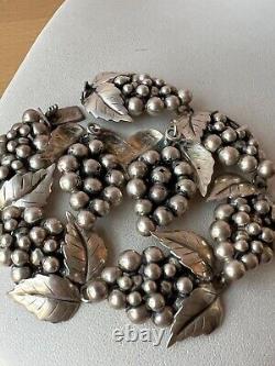 Vintage S. Christian Fogh SCF Sterling DENMARK Grapes Bracelet Earrings set 53 GR