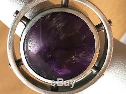 Vintage Scandinavian Danish Purple Amethyst Quartz Sterlng Silver Ring Statement