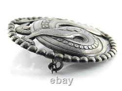 Vintage Scandinavian Signed BH 830 Silver Dragon Serpent Round Brooch