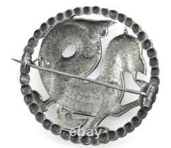 Vintage Scandinavian Signed BH 830 Silver Dragon Serpent Round Brooch