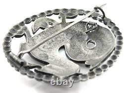 Vintage Scandinavian Signed BH 830 Silver Dragon Serpent Round Brooch