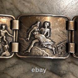 Vintage Scandinavian Silver Peer Gynt Panel Bracelet