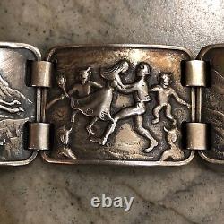 Vintage Scandinavian Silver Peer Gynt Panel Bracelet