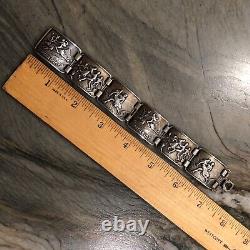 Vintage Scandinavian Silver Peer Gynt Panel Bracelet