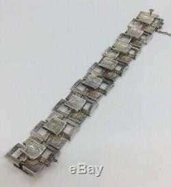 Vintage Scandinavian Sterling Silver Modernist Heavy Unusual Bracelet