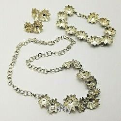 Vintage Scandinavian Sterling Silver Necklace, Bracelet & Earrings Set
