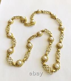 Vintage Signed Georg Jensen 18k Necklace With Pearls #18
