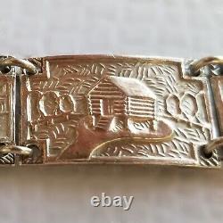 Vintage Solid Silver Panel Bracelet From Norway By Angus Aase