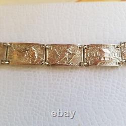Vintage Solid Silver Panel Bracelet From Norway By Angus Aase