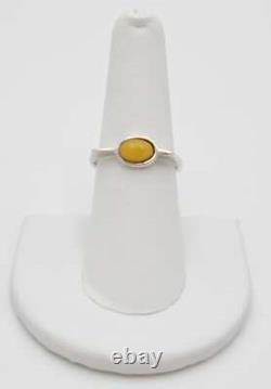 Vintage Sterling & Baltic Butterscotch-Egg Yolk Amber Bracelet & Ring Set 1960's