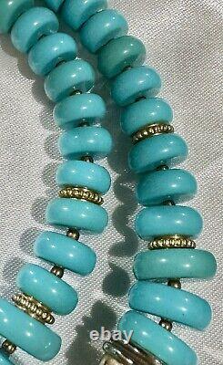 Vintage Sterling Silver 925 BLUE TURQUOISE BEAD Heavy RAM'S HEAD Tribal NECKLACE