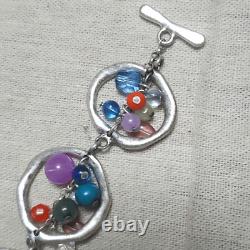Vintage Sterling Silver Art Glass Necklace Bracelet Earrings Set OOAK