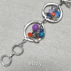Vintage Sterling Silver Art Glass Necklace Bracelet Earrings Set OOAK